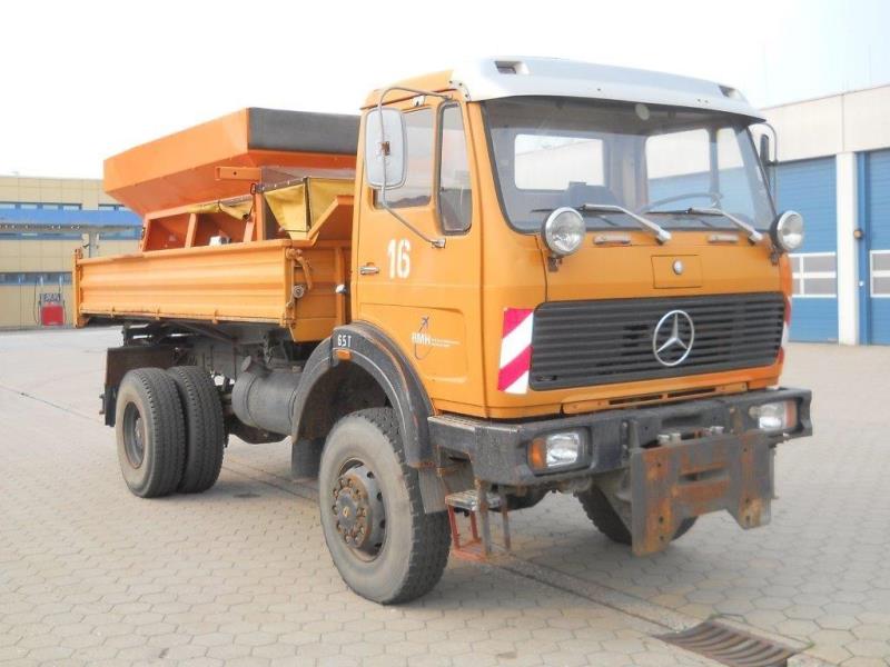 Used Daimler Benz 1632 FAK  Truck tipper, open box with winter service spreader for Sale (Trading Standard) | NetBid Industrial Auctions