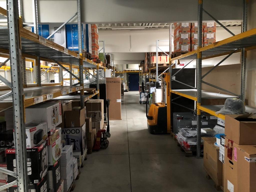 warehouse stock and office equipment of an electronics store