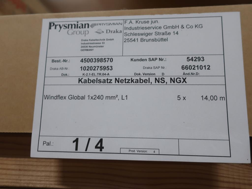 Prysmian/Draka cable assembly - power cable NS, Ngx