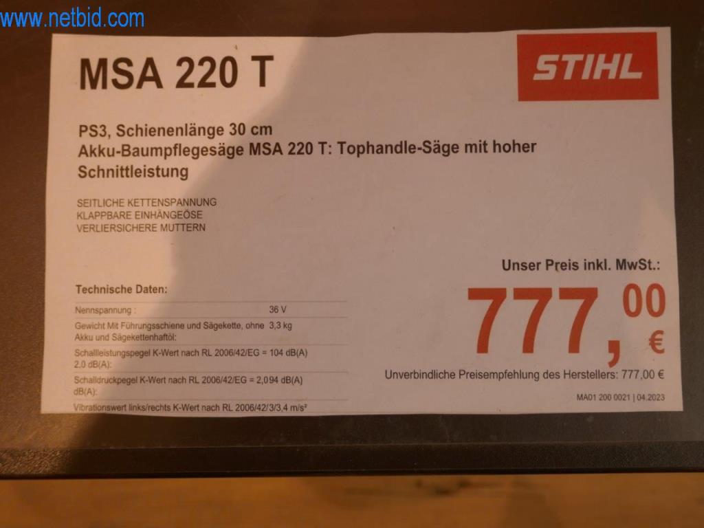 Used Stihl MSA 220.0 T Cordless chainsaw for Sale (Auction Premium) | NetBid Industrial Auctions
