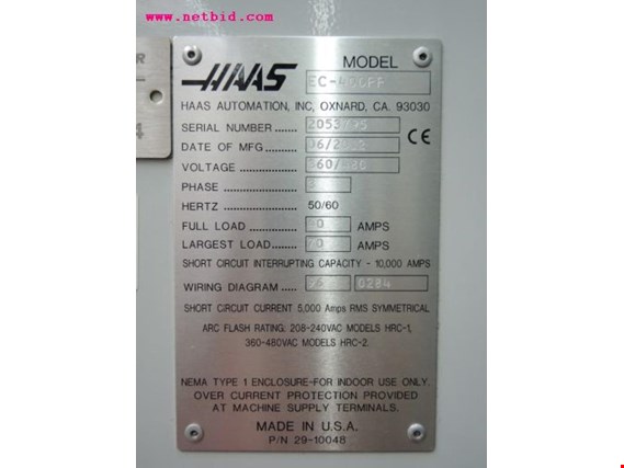 Used Haas Ec 400 Pp Cnc Machining Centre 310 For Sale Auction Premium Netbid Industrial Auctions