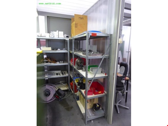 Used 4 lfm. Screw-in shelving, galvanized + 5 table trolleys for Sale (Auction Premium) | NetBid Industrial Auctions