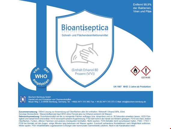 BIOCHEM Bernburg GmbH Środek do dezynfekcji powierzchni do szybkiej dezynfekcji i czyszczenia kupisz używany(ą) (Auction Standard) | NetBid Polska