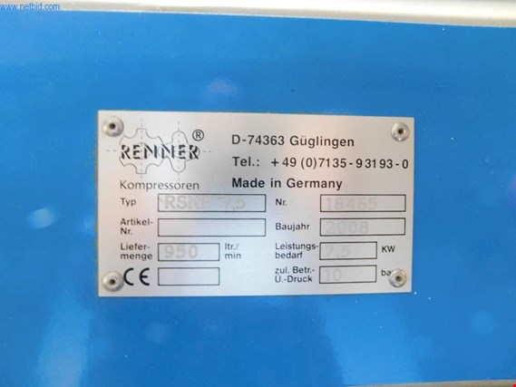 Used Renner RSKF7,5 Compressor for Sale (Auction Premium) | NetBid Industrial Auctions
