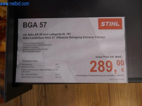 Used Stihl BGA 57 Set Cordless leaf blower for Sale (Auction Premium) | NetBid Industrial Auctions